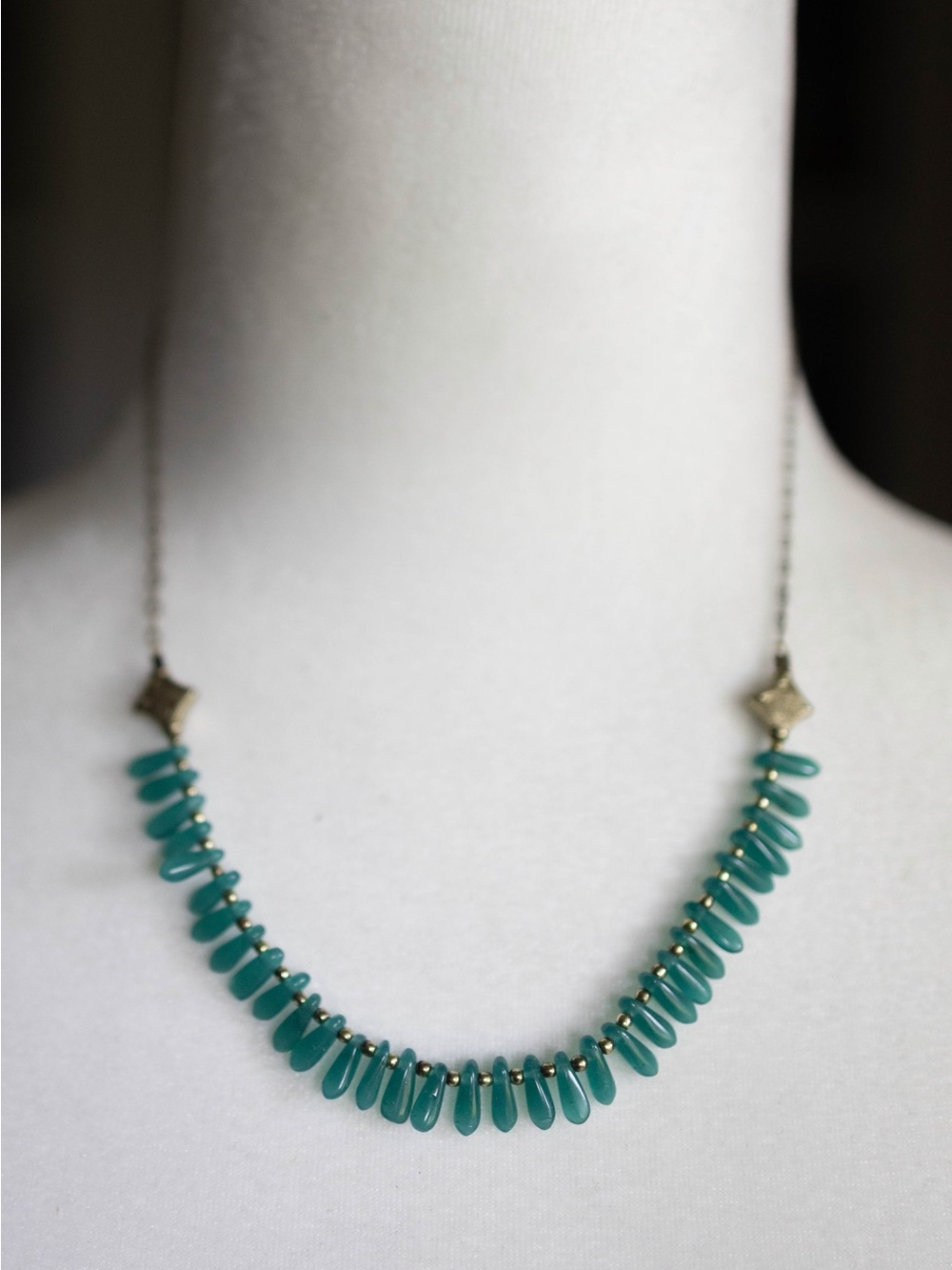 Teal Beaded Drop Necklace - Women Jewelry